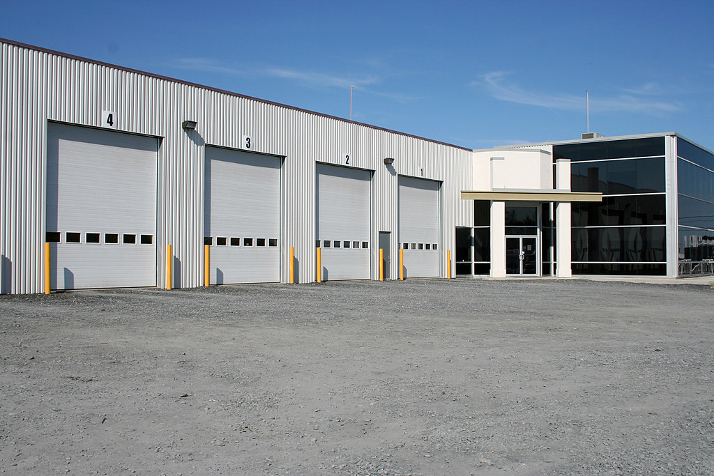 Garage door commercial install close up
