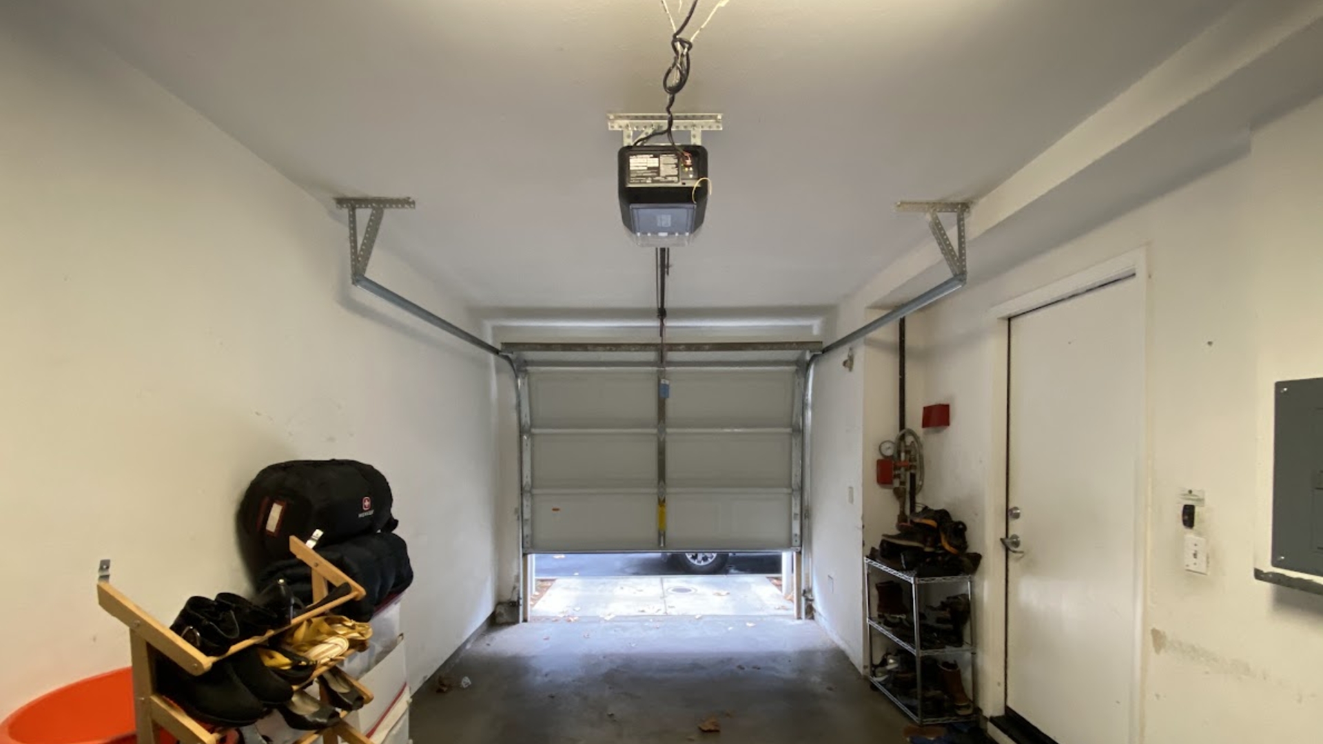 A garage door being tested for its travel limits