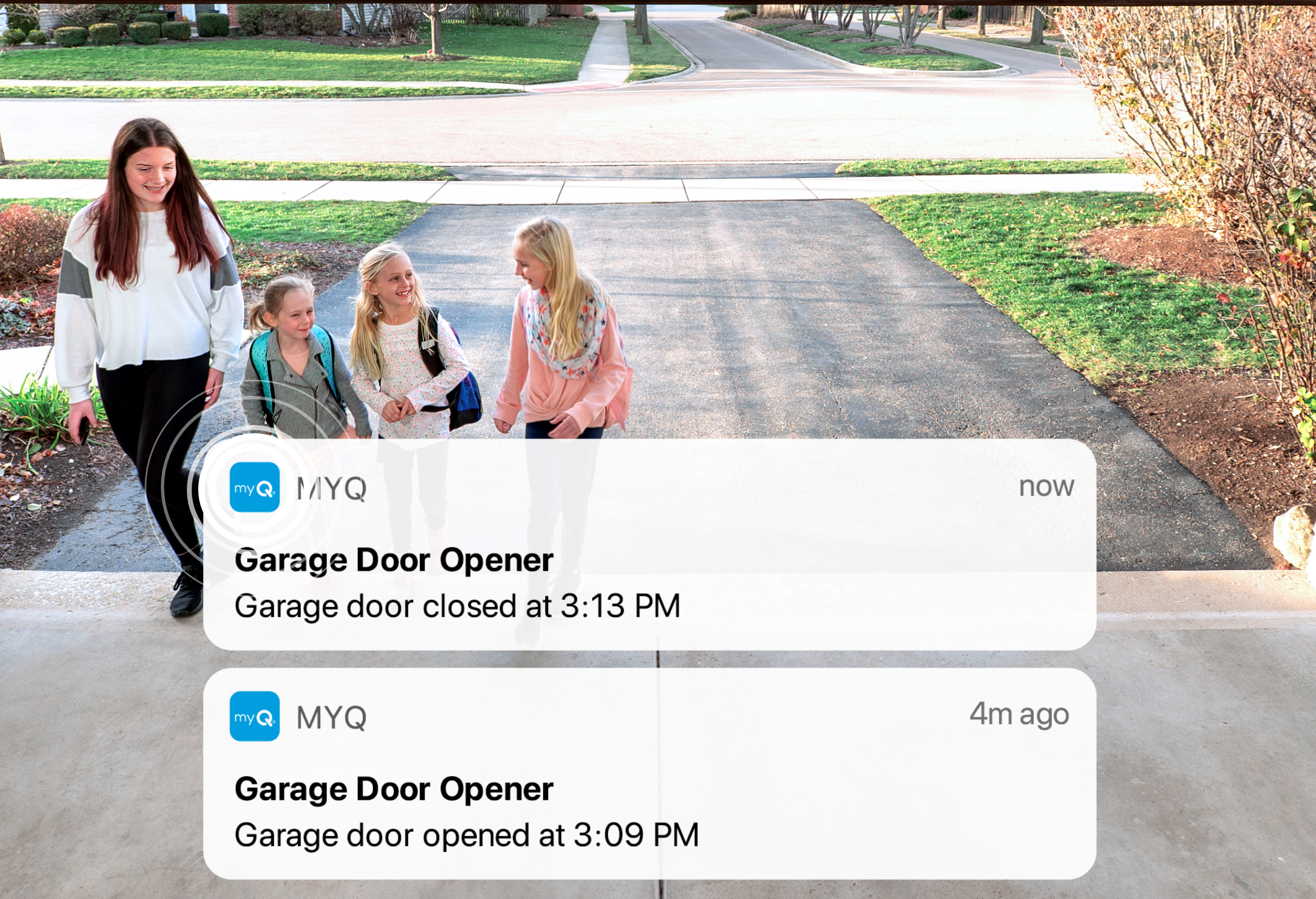 A family using smart garage doors