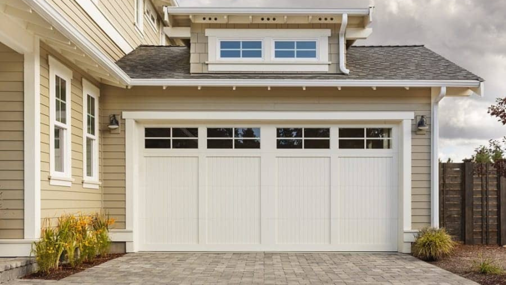 A house with big garage doors
