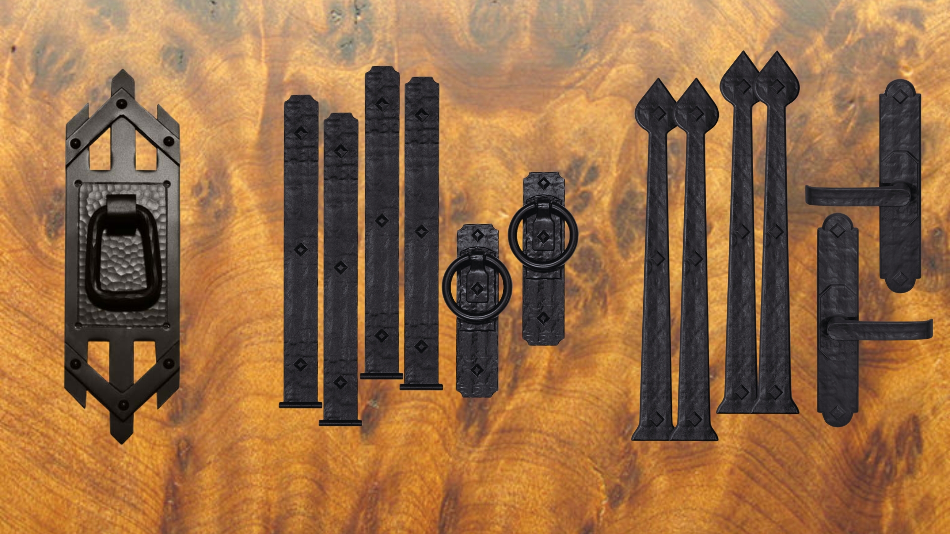 Different materials of decorative garage door hardware