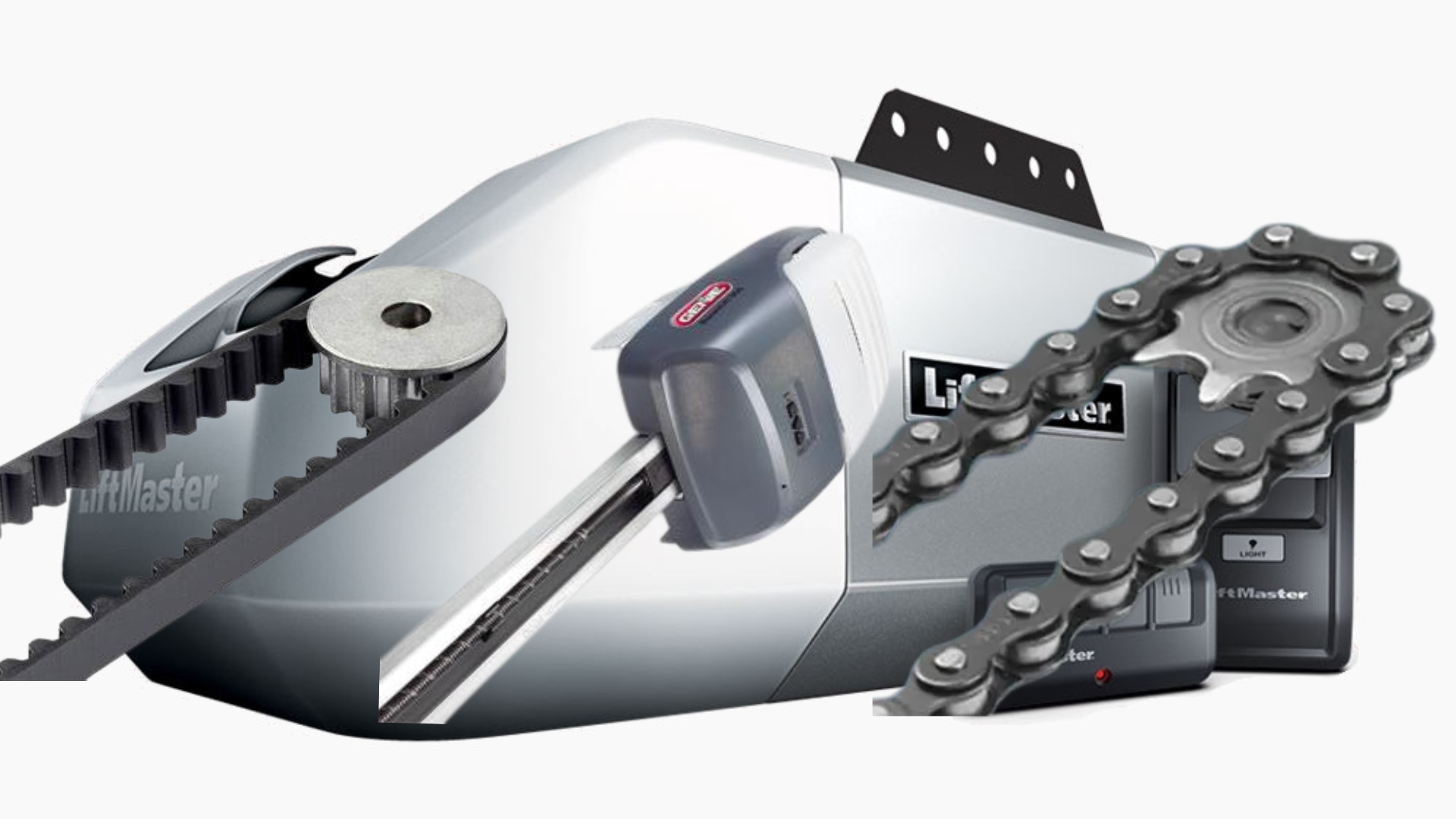 Comparison of belt, screw-drive, and chain drive systems for a quiet garage door opener