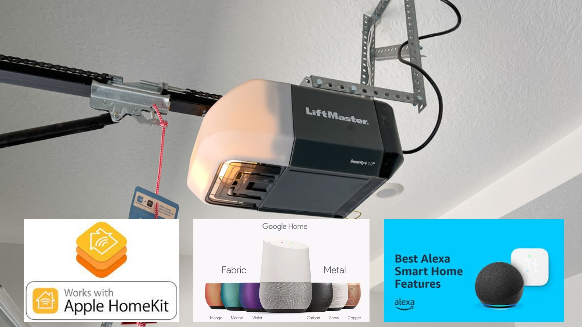 Retrofit garage door opener with voice assistant integrations like Alexa and Google Home