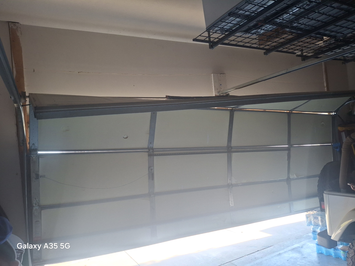 Garage door cable replacement close up