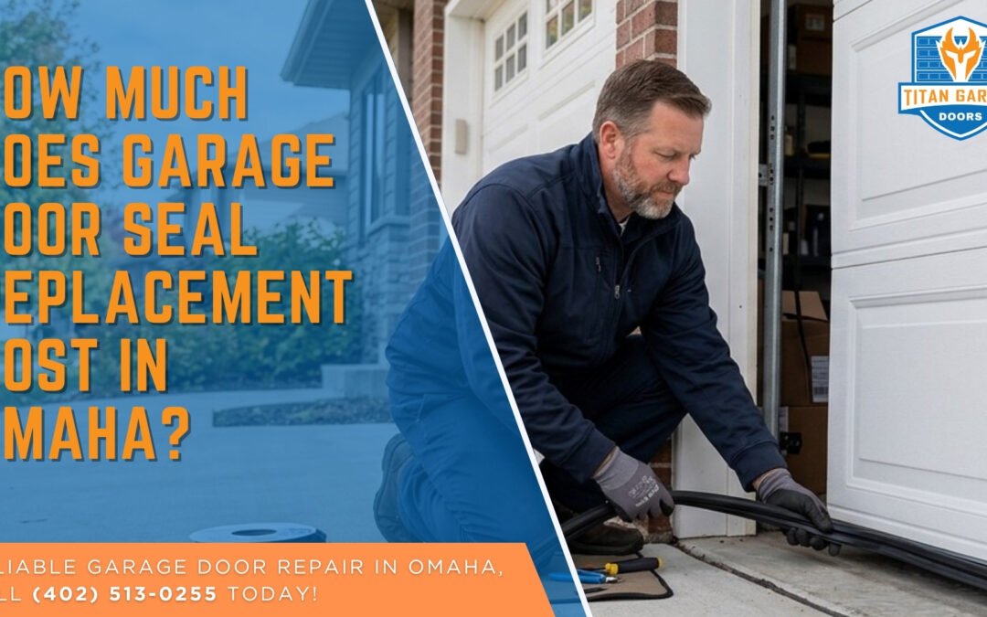 Homeowner replacing a garage door bottom seal in Omaha for a garage door seal replacement cost guide.