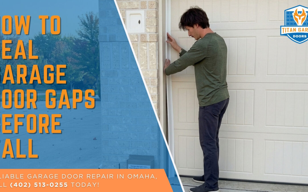 A homeowner checks the side weather seal of a garage door to help seal garage door gaps before fall.